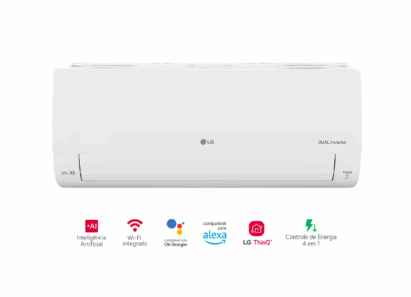 Ar Condicionado Split Hi Wall R32 Frio - LG Dual Inverter - Voice +IA - 9000 BTU/h - S3-Q09AA31A - 220 Volts