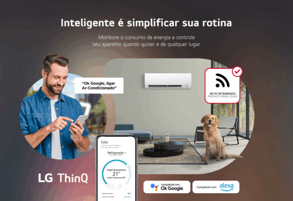 Ar Condicionado Split Hi Wall R32 Frio - LG Dual Inverter - Voice +IA - 9000 BTU/h - S3-Q09AA31A - 220 Volts - Image 4