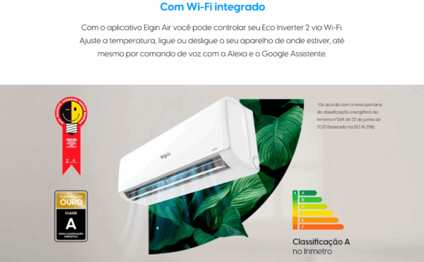 Ar-Condicionado Split Inverter II High Wall Só Frio - Elgin Eco com Wi-Fi Integrado - 9000 BTUs - 45HJFI09C2WB/45HJFE09C2CB - 220V - Image 12